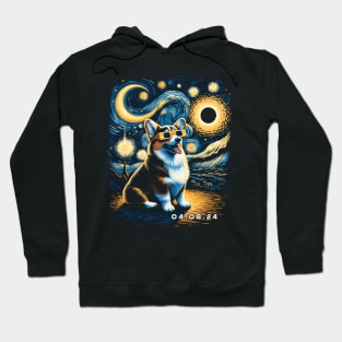 Solar Eclipse Corgi Adventure: Chic Tee with Adorable Fluffy Companions Hoodie